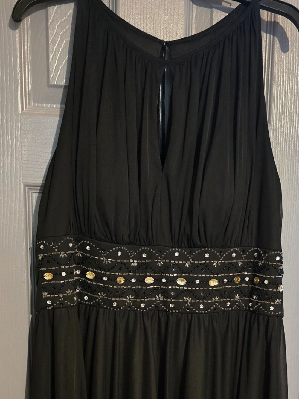 Jessica Howard Black Beaded Waist Cocktail Dress Size 16